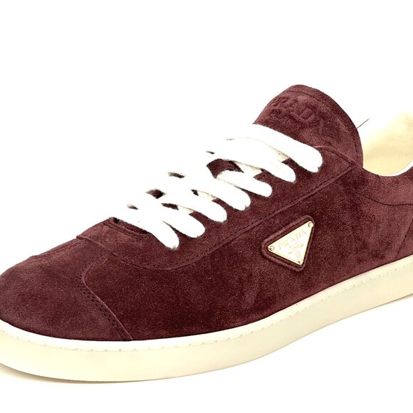 PRADA Mens Lane Triangle Logo T Toe Suede Lace Up Low Top Sneakers Shoes - Picture 4 of 16
